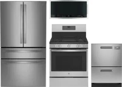 4 Piece Package Includes Refrigerator, Range, Microwave And Dishwasher